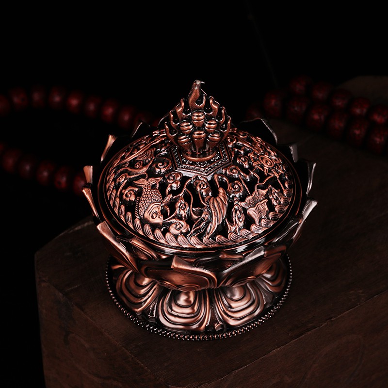 ✙✙Mật tông Tây Tạng Phật đặt Lễ dâng hương Hoa sen Bát quái Đĩa điềm lành Người hút thuốc trong nhà Hộp gỗ đàn hương trong nhà cho Đức Phật