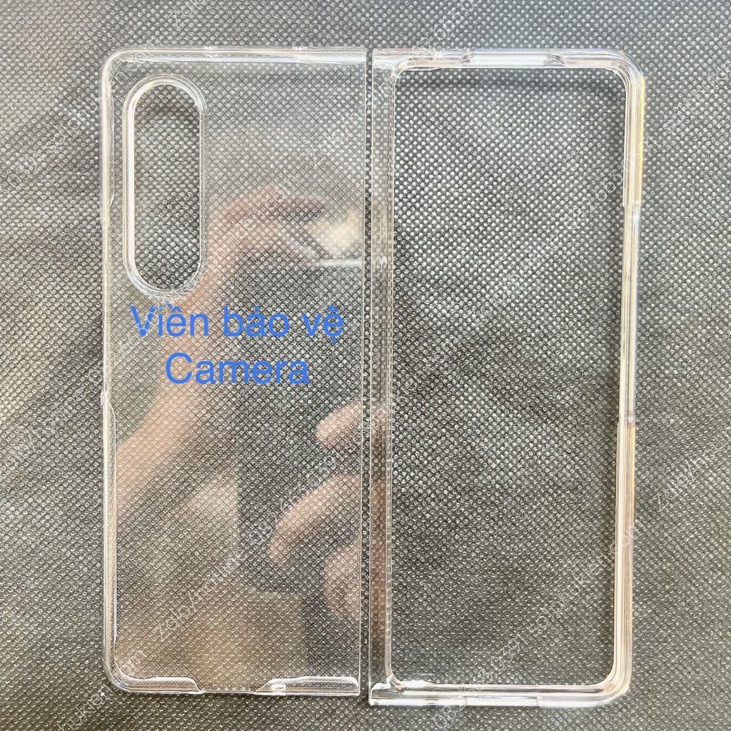 Ốp lưng Samsung Galaxy Z Fold 3 ( Fold3 ) 5G pc cứng trong suốt, có viền gồ bảo vệ cam bền đẹp