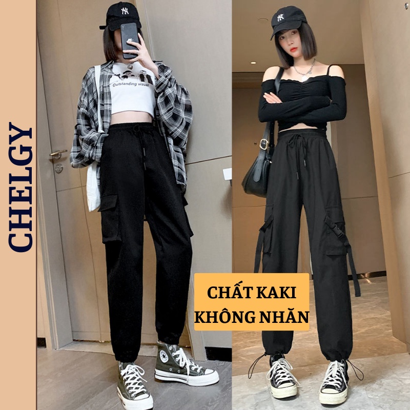 Quần Jogger kaki túi hộp nam nữ form thể thao có dây rút, chất kaki không nhăn bai xù dáng bo ống Chelgy CG-JGK101