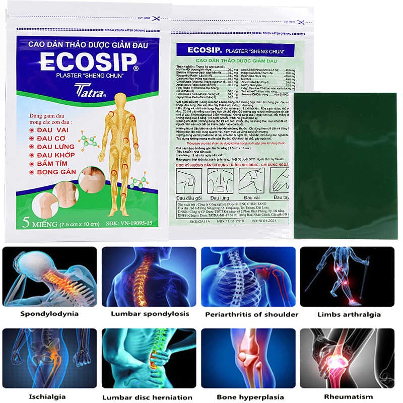 Cao dán thảo dược giảm đau Ecoship (5 miếng) - Nhà thuốc Amipharma