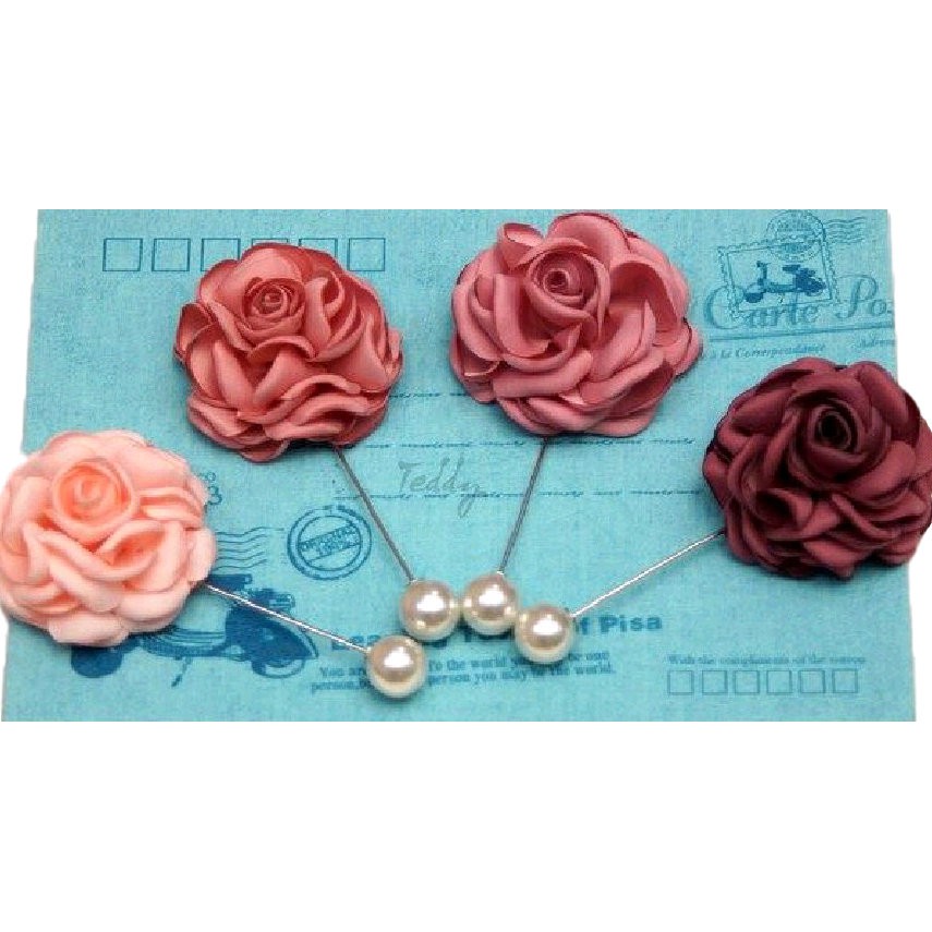 Cài áo hoa hồng lụa handmade RP022