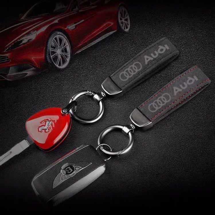 Móc Khóa Bằng Da Cao Cấp In logo Xe Hơi Audi A3 A4 A5 A6 Q3 Q5 Q7 TT Sline