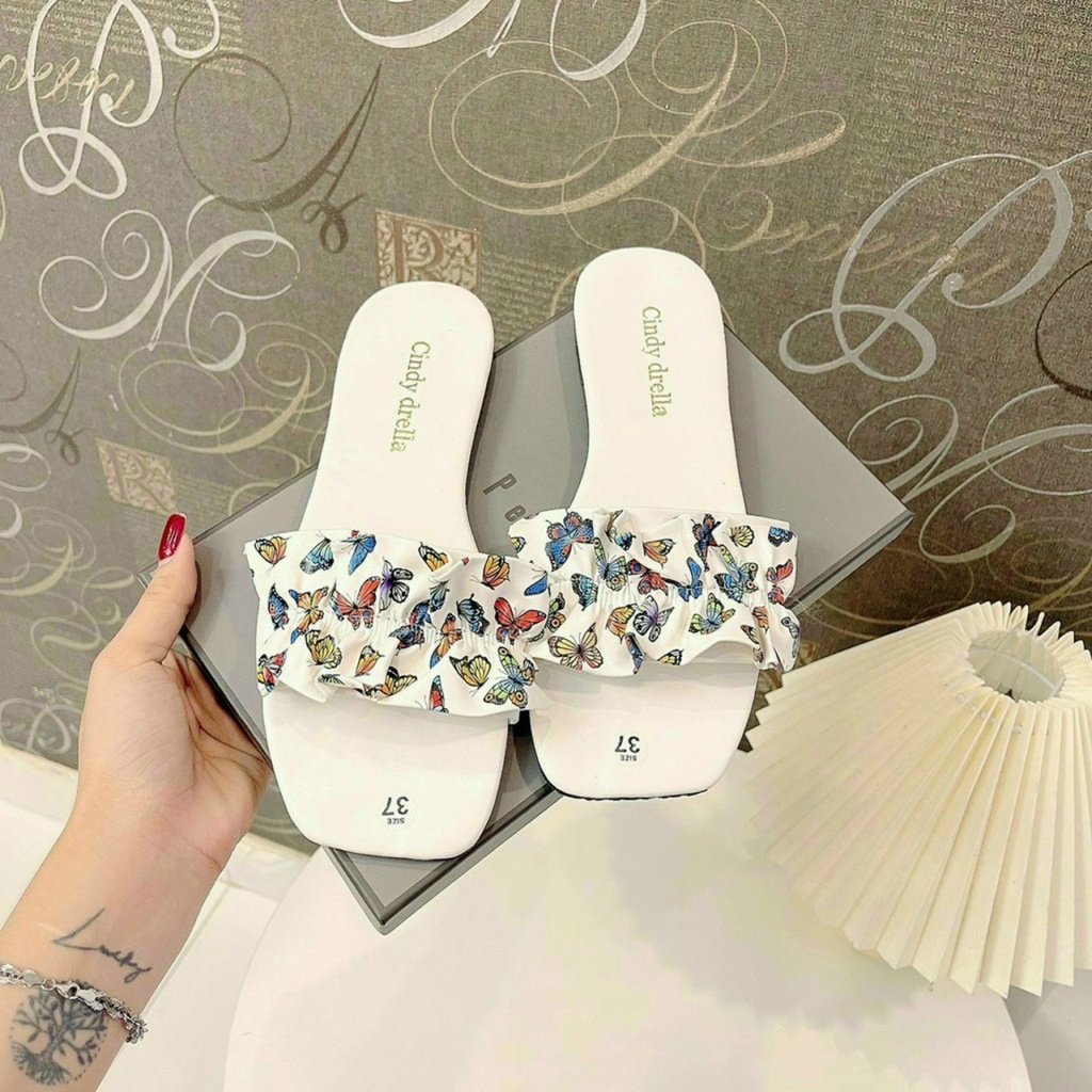 Dép Kiểu Quai Bèo Được In Hình Bướm 3D Phong Cách Bánh Bèo Đáng Yêu - L0010