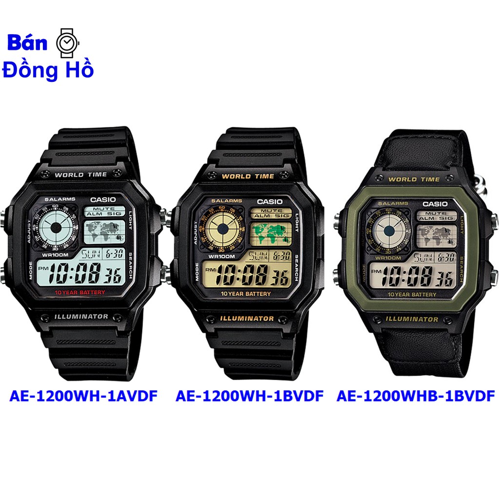 Đồng hồ nam Casio điện tử AE-1200 AE-1200WH-1AV AE-1200WH-1B AE-1200WHB bảo hành 1 n