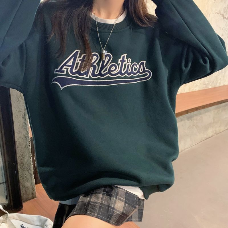 Áo Nỉ Tay Dài Cổ Tròn In Chữ Phong Cách Hàn Quốc 17A7111