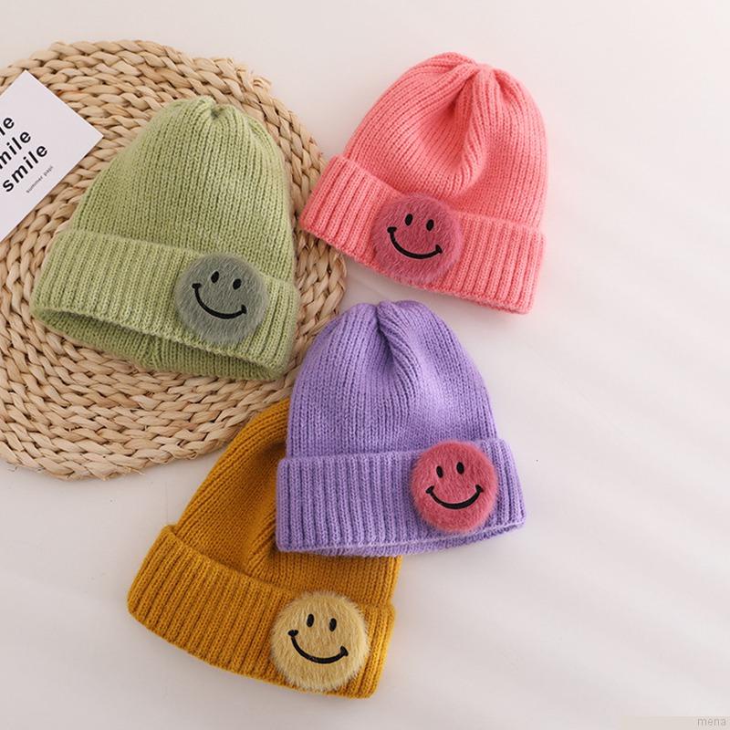 Mũ dệt kim màu sắc kẹo ngọt giữ ấm mùa đông phong cách hàn quốc cho bé