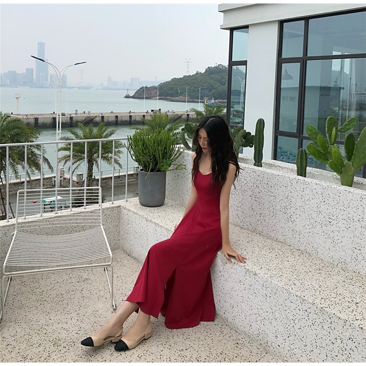 Đầm Maxi XIAOZHAINV 2 Dây Mảnh Form Dài Xẻ Tà | BigBuy360 - bigbuy360.vn