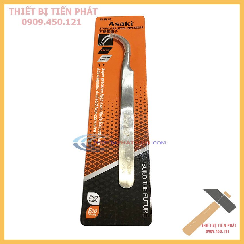 Nhíp gắp linh kiện mũi cong ASAKI AK-9195 chất liệu inox