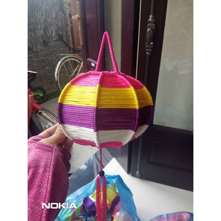 Đèn lồng Hội An [ đèn đan chỉ màu 15cm]