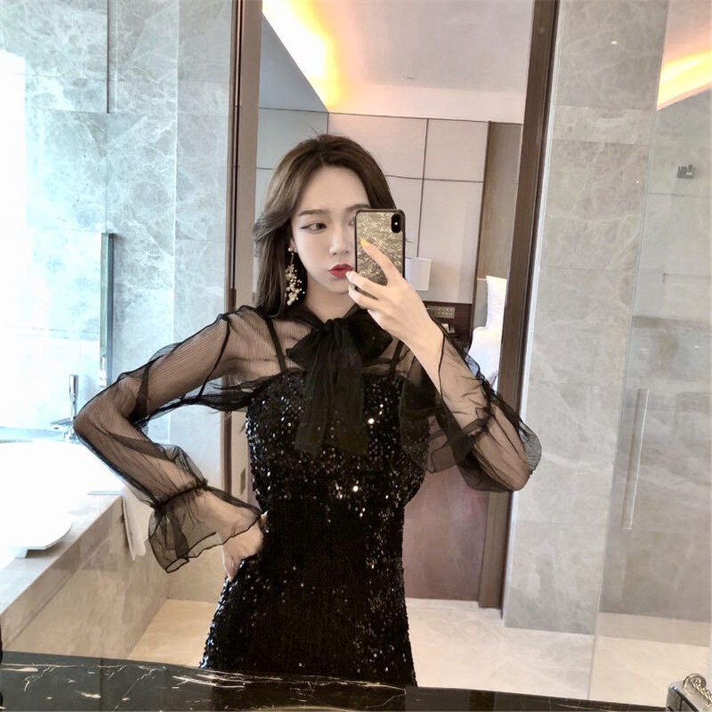 ĐẦM DRESS NỮ TAY LƯỚI ULZZANG | BigBuy360 - bigbuy360.vn
