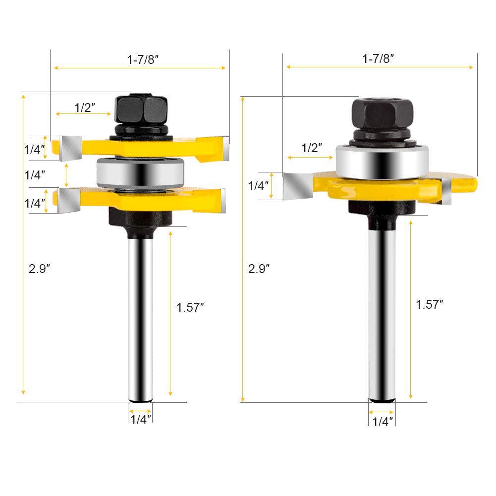 MŨI SOI GỖ -BỘ 2 MŨI PHAY GHÉP VÁN GỖ