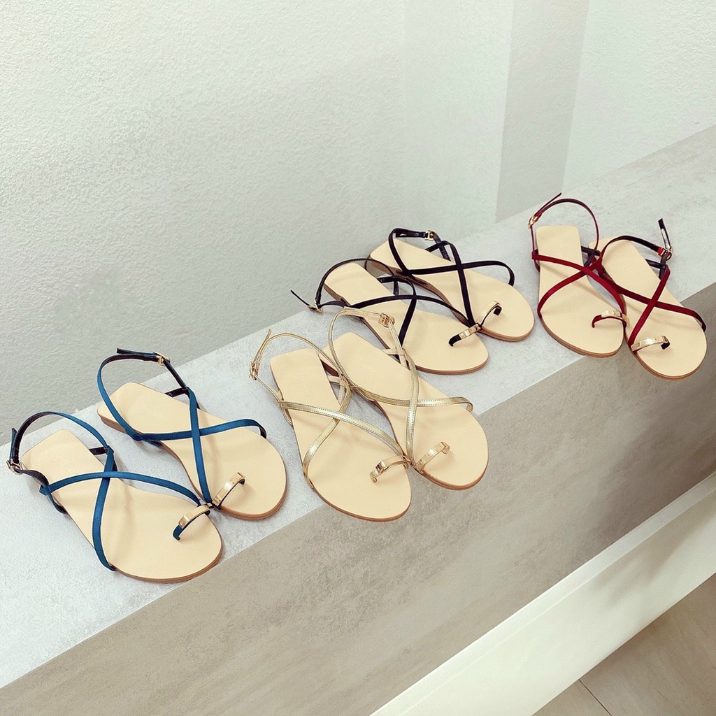 Sandal Nữ- Giày Sandal Trệt Xỏ Ngón Quai Chéo Xinh Xắn Cho Mùa Du Lịch Hè Hàng VNXK