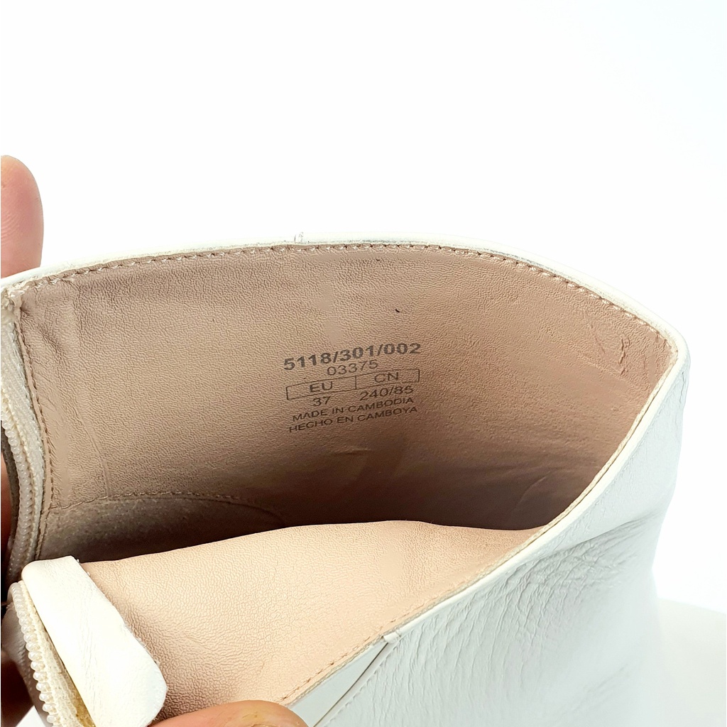 Giày Boot Cổ Thấp Za Ra Da Bò Thật Nguyên Miếng Hàng Thu Đông Đế Cao 7cm màu trắng kem | BigBuy360 - bigbuy360.vn