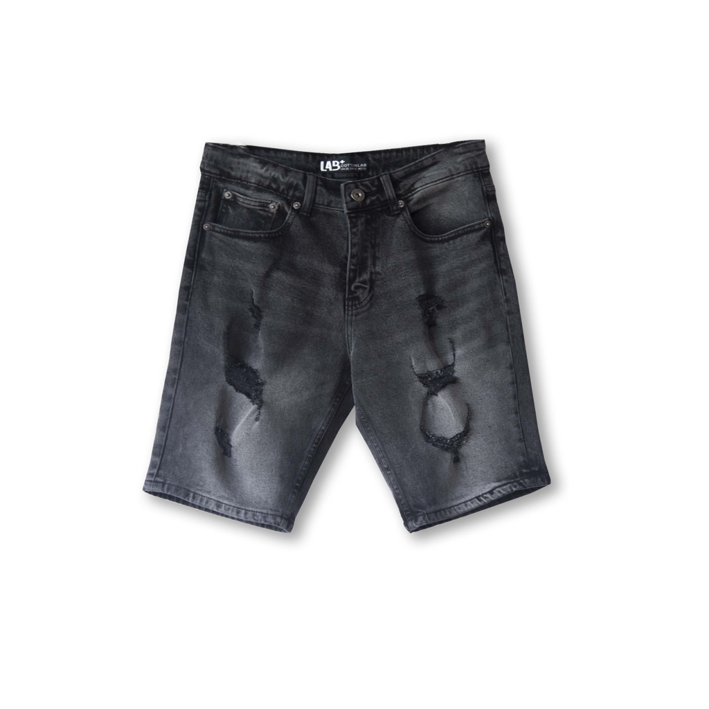 Quần short nam LAB+ COTTONLAB quần bò jean chất denim màu xám rách cao cấp - LAB2101002