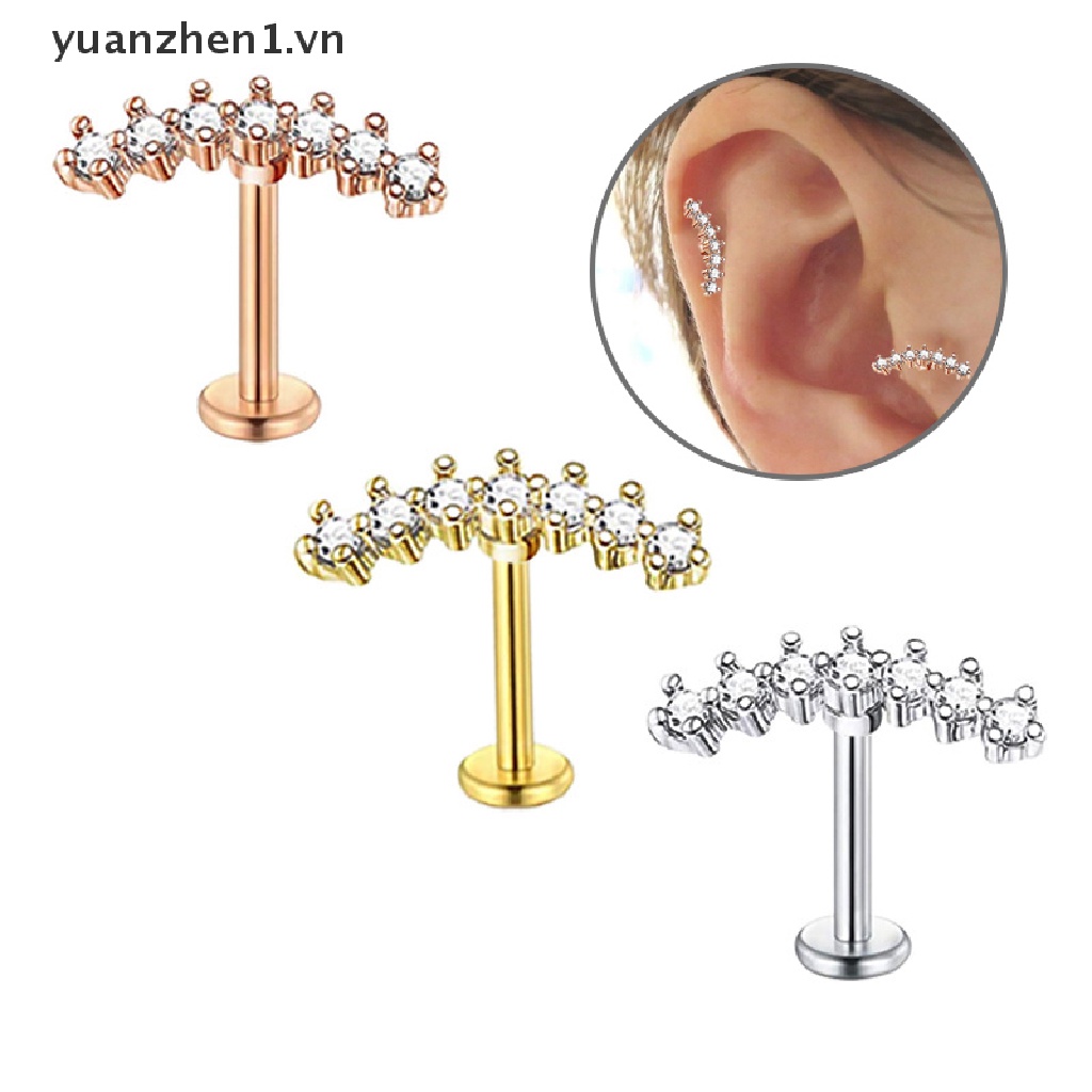 Khuyên Xỏ Sụn Tai Chất Liệu Thép Không Gỉ Đính Đá Zircon