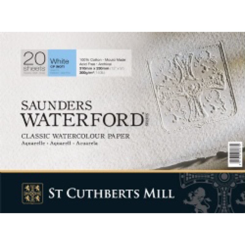 Giấy vẽ màu nước Saunders Waterford 300gsm, 100% cotton- Vân Hot - 56x76cm