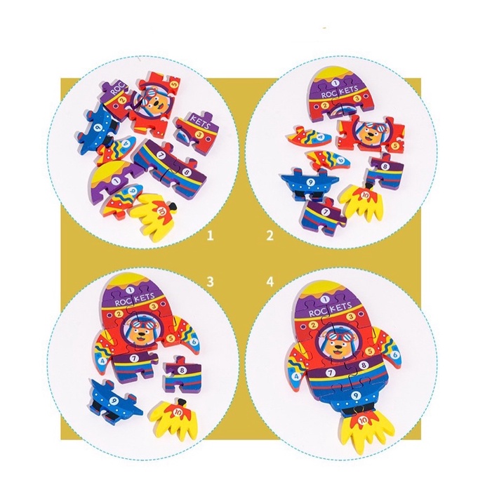 Bộ ghép hình 3D bằng gỗ in truyền nhiệt bền màu