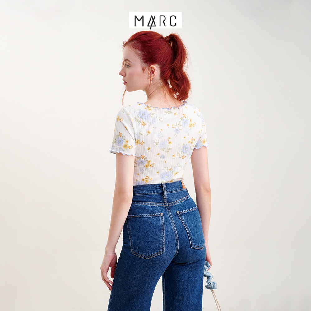 Áo thun nữ MARC FASHION họa tiết hoa viền chỉ màu FATN0701