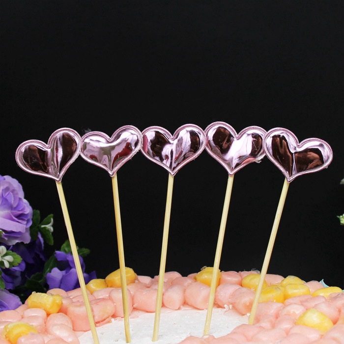 Bộ 5 Que Cắm Trang Trí Bánh Kem Hình Vương Miện / Trái Tim Xinh Xắn