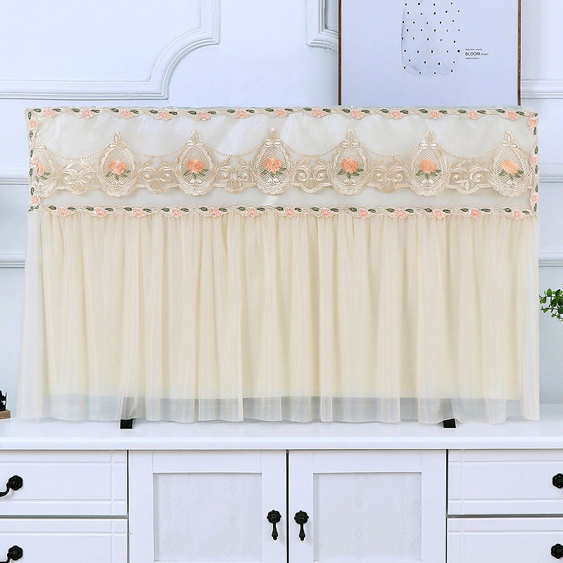 Tấm che TV treo màn hình LCD 55 inch 32 inch mặt cong 65 lớp vải bọc ren TV đặt treo tường | BigBuy360 - bigbuy360.vn