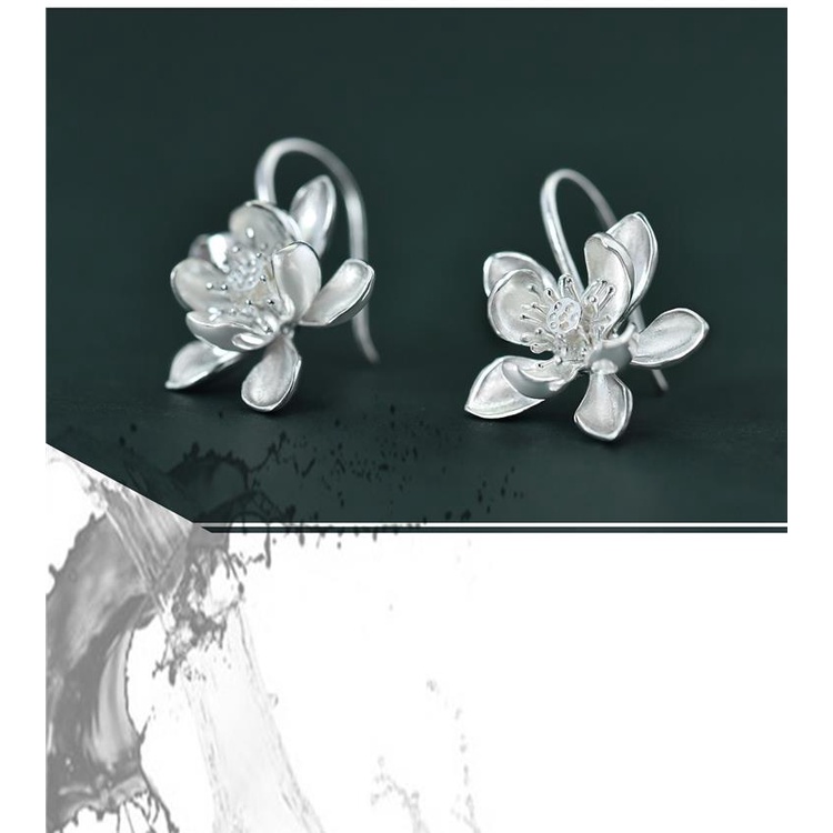 Miyan Bông Tai Mạ Bạc 925 Hình Hoa Sen handmade Xinh Xắn Thời Trang