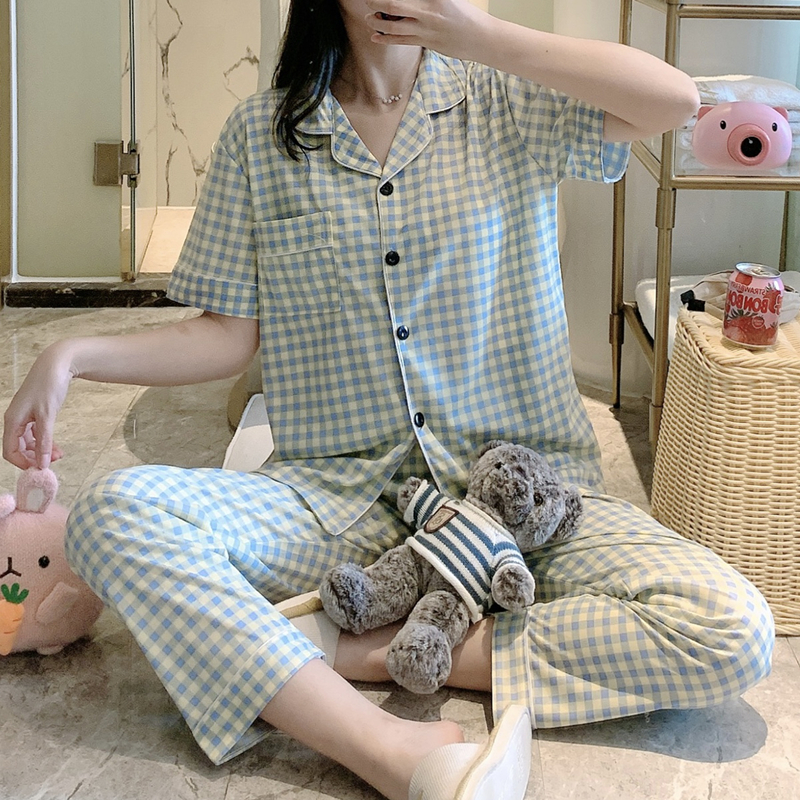 Bộ đồ ngủ cotton tay ngắn đáng yêu cho nữ