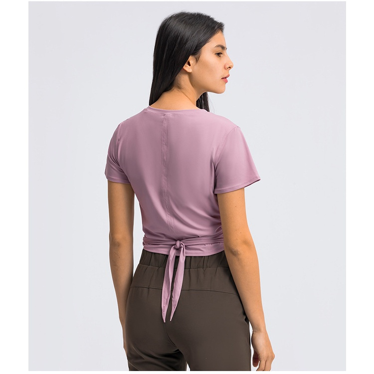 Lululemon Mới Của Yoga Áo Thun Nữ Viền Vượt Qua Phía Sau Dovetail Dây Áo Thun Thể Thao