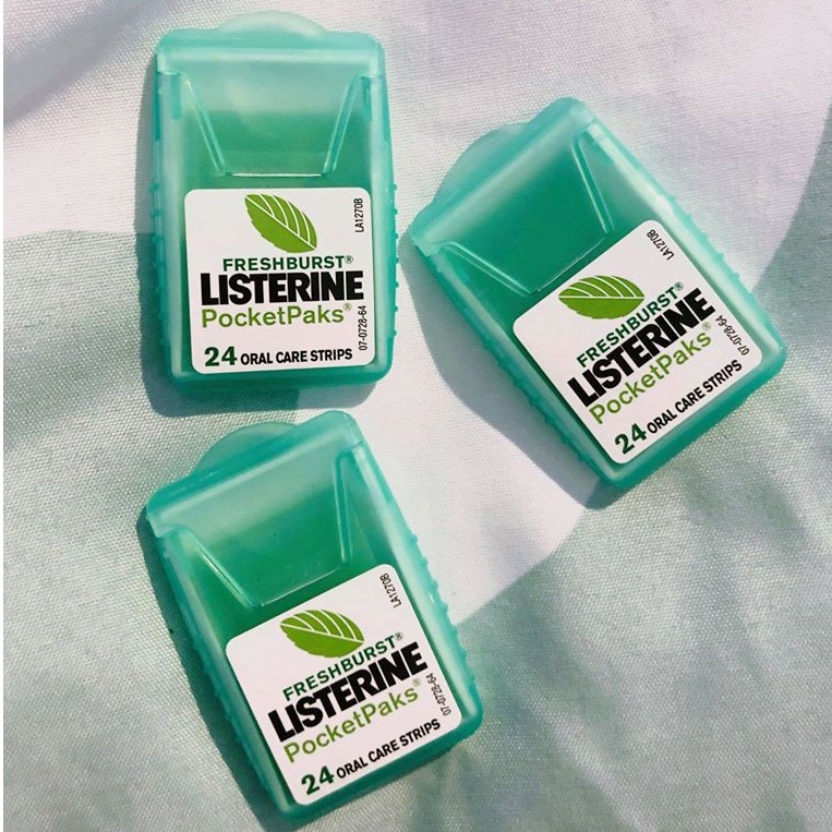 Kẹo ngậm thơm miệng khẩn cấp Listerine Pocketpaks (Miếng ngậm thơm miệng Vĩ 3 hộp x 24 miếng)