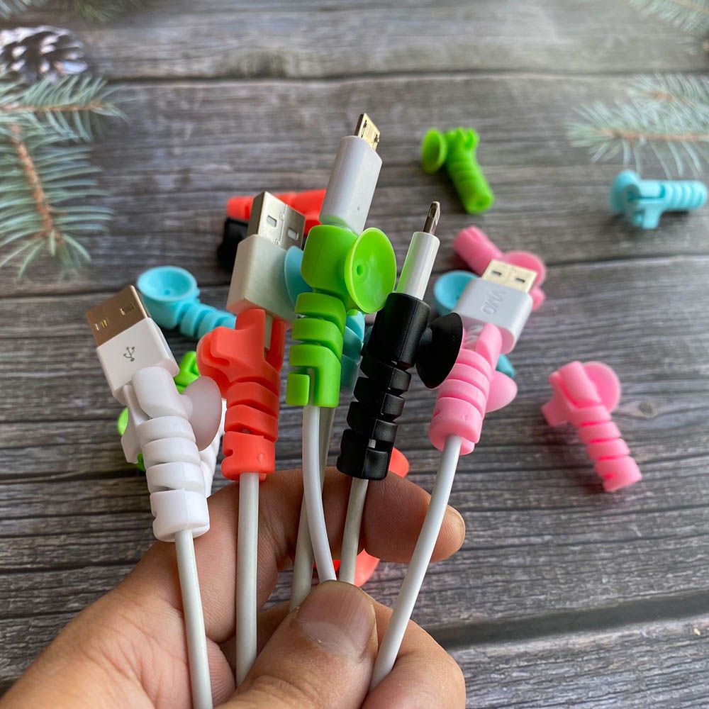 Set 2 vỏ bảo vệ dây cáp dữ liệu bằng silicon mềm có giác hút tiện dụng
