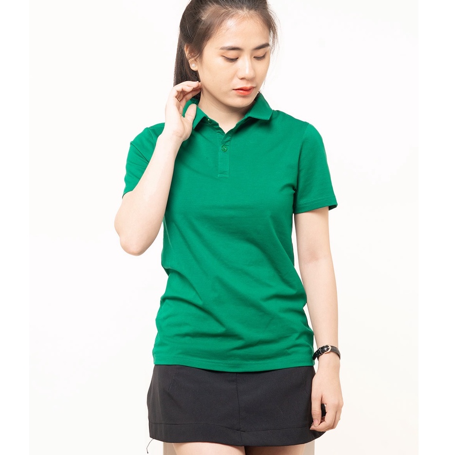 Áo thun nữ Cổ Sơ Mi (Cổ trụ) TOLI, chất cotton 4 chiều mềm mịn, co dãn Màu Xanh Lá