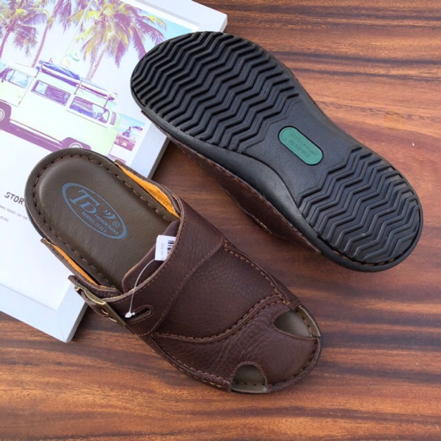 Dép da bít mũi da thật đế siêu êm và bền dành cho người trung niên và lớn tuổi