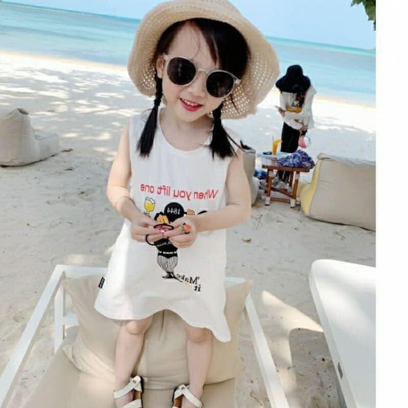 Đầm Bé Gái Sát Nách, Đầm Suông, Đầm Đi Biển, Cotton 4 Chiều Hót Hít Nhất Hè 2021, Size 8-22Kg