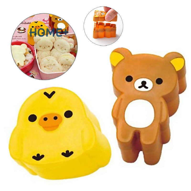 Cặp khuôn dùng làm cơm/rau quả hình gấu và gà con xinh xắn dễ thương cho người nội trợ