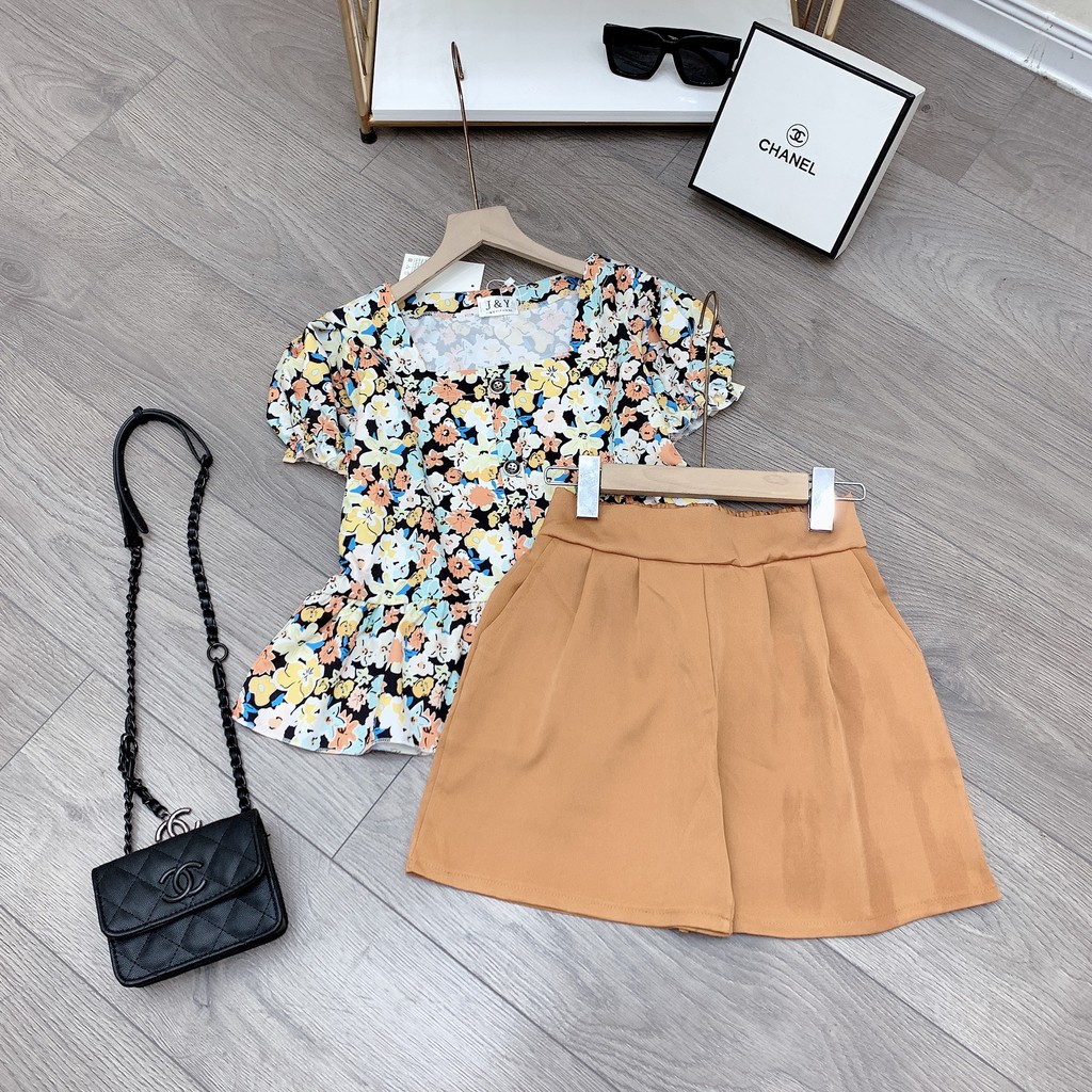 Set đồ nữ cá tính, set quần sóc áo quây đi chơi sang chảnh mùa hè đẹp 8A00037 | BigBuy360 - bigbuy360.vn