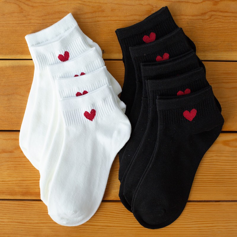 Tất vớ nữ hình tim cổ ngắn chất len đẹp nhiều màu - tadaa shop