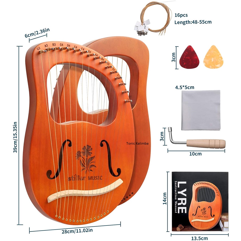 Đàn lyre 16 dây STILLER Gỗ Sitka Spruce -Tặng phụ kiện như hình STIME01759- Hàng chính hãng