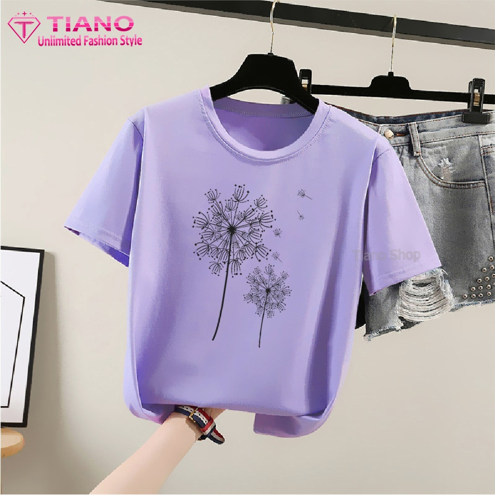 Áo Thun Tay Ngắn Bồ Công Anh AT-046 - Tiano - Áo Thun Nam - Áo Thun Nữ - Phù Hợp Mọi Vóc Dáng