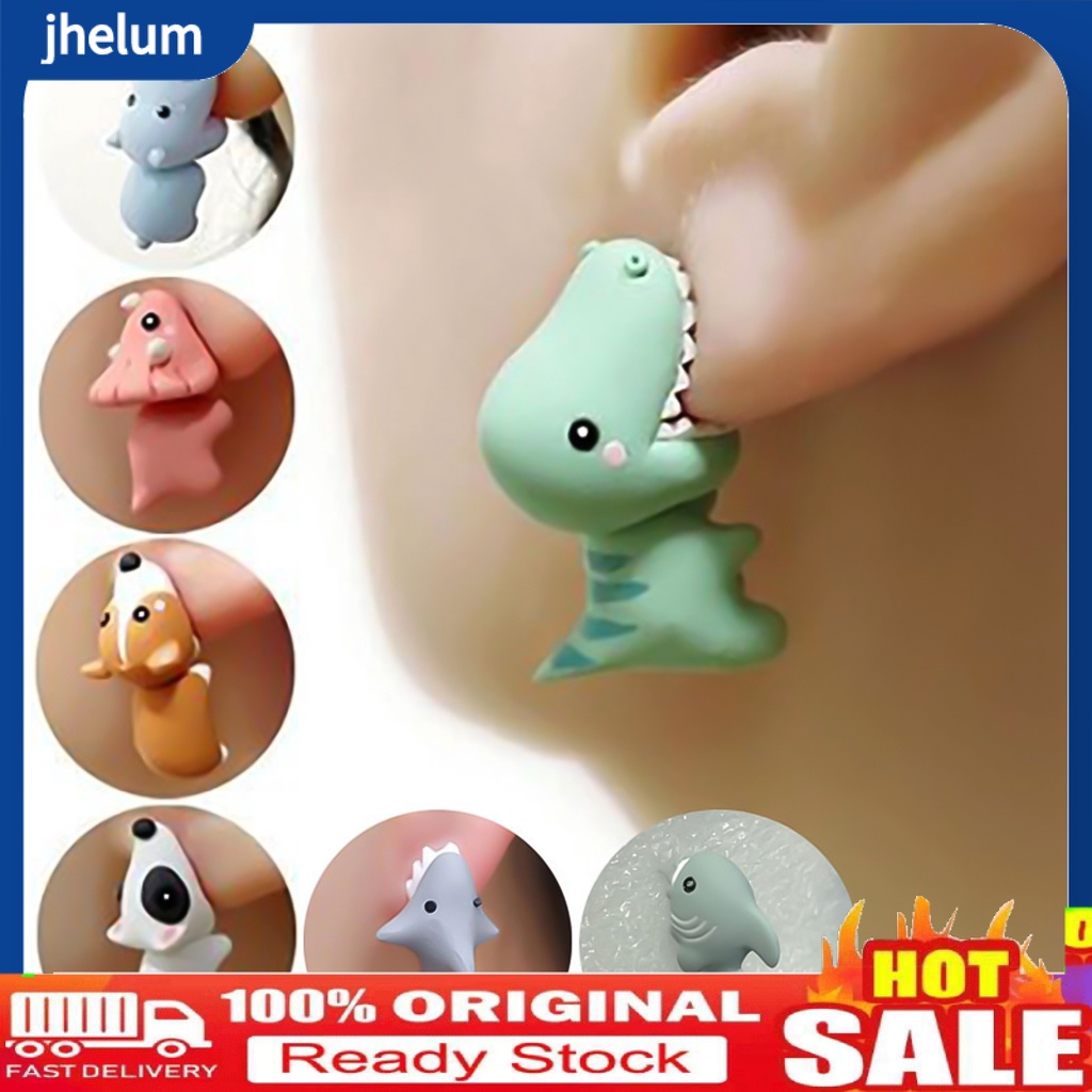 1 Cặp Khuyên Tai Hình Động Vật 3D Dễ Thương Bằng Kim Loại