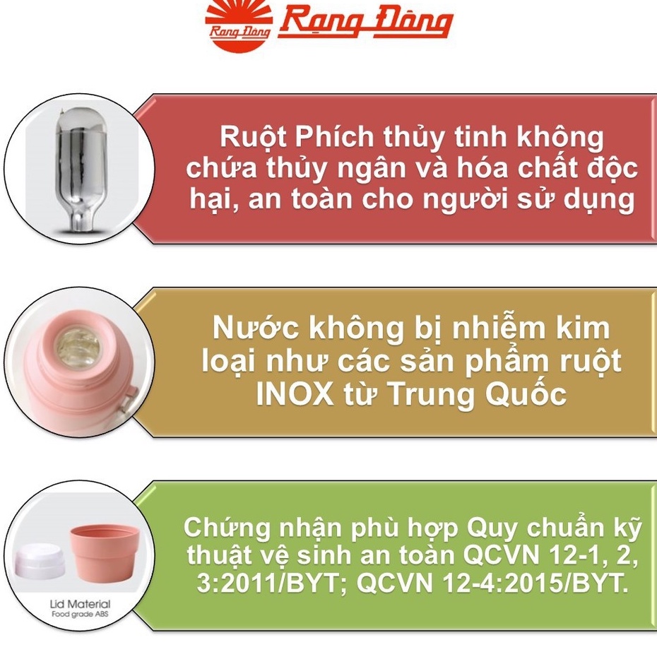 Phich giữ nhiệt cầm tay nhỏ gọn dung tích 0.45L Rạng Đông - Model: RD 04528 N1