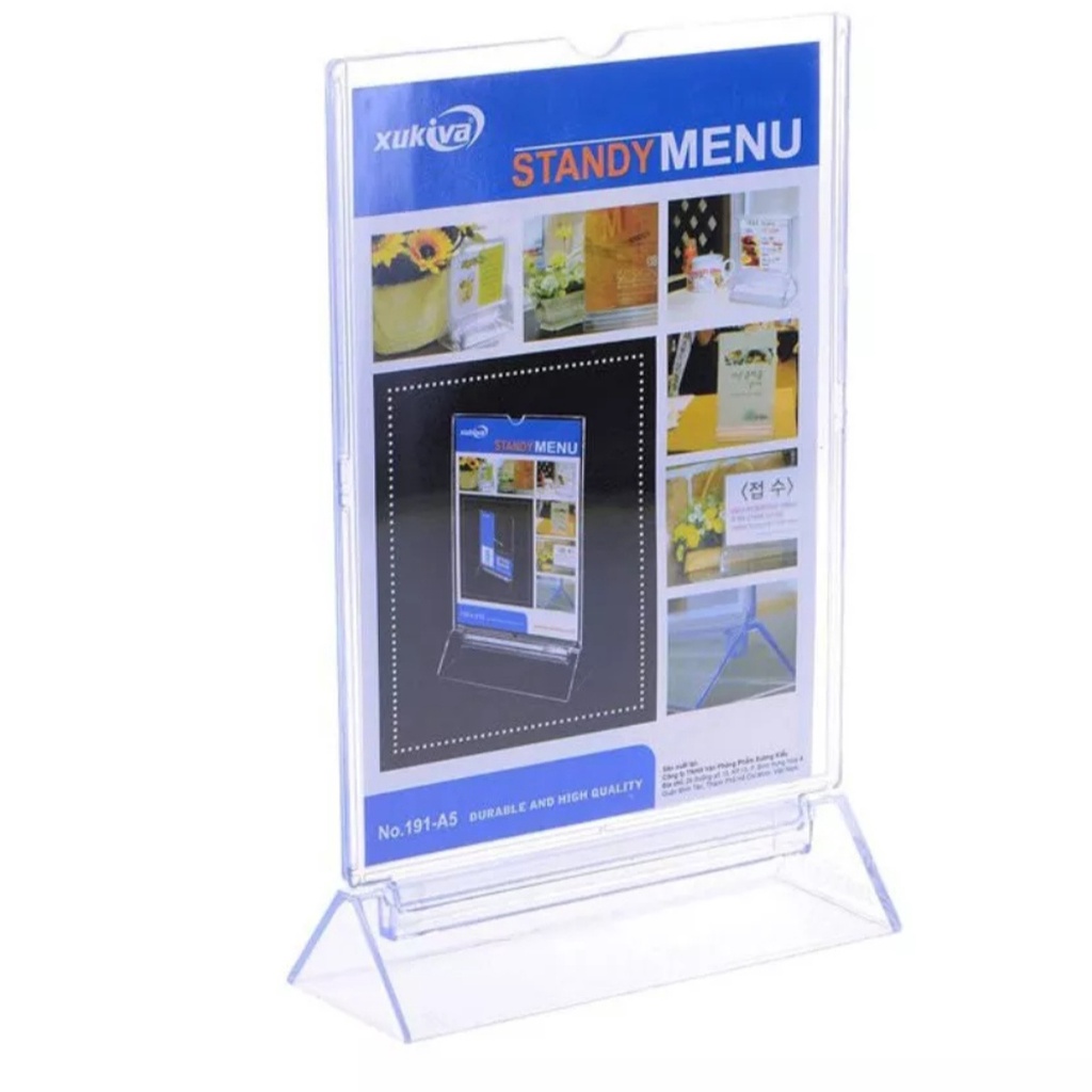 Standee Menu Mica A4, Menu để bàn A5, A6 Xukiva - Tent card trong suốt dày khổ ngang, dọc - 1 chiếc