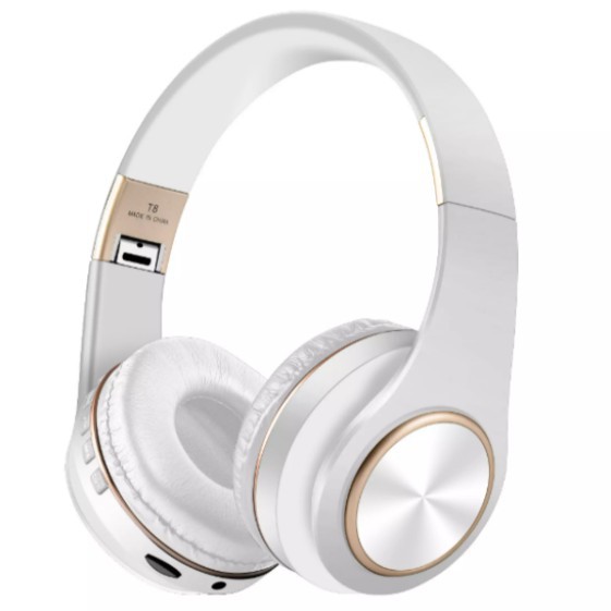Tai Nghe Chụp tai Bluetooth V5.0 không Dây, Dòng T8 Có MICRO Bắt Nhạy, Khe Cắm Thẻ Nhớ, Âm Thanh Siêu Trầm, PIN 300mah