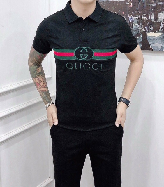 Áo thun cổ trụ thêu logo nổi bật(chất liệu cotton 100%) | BigBuy360 - bigbuy360.vn