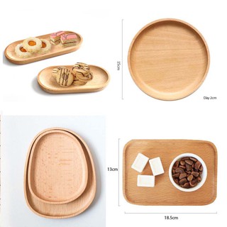 Khay đựng đồ ăn bằng gỗ, khay gỗ trang trí hình chữ nhật tròn