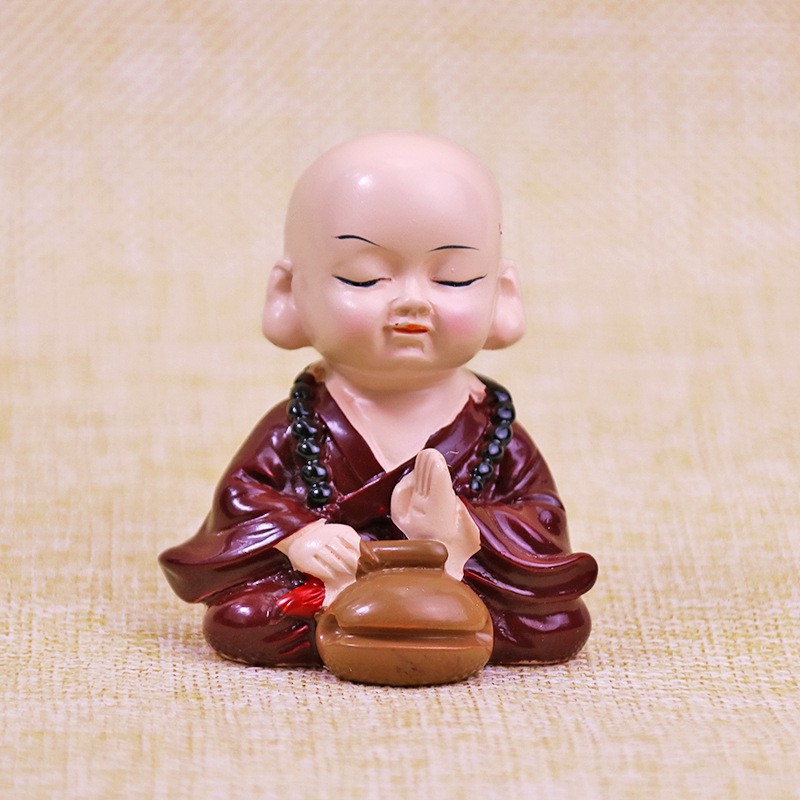 Tượng chú tiểu cầm kì thi họa KÈM ĐẾ KEO trang trí ô tô, bàn làm việc, bàn học 💕FREESHIP 50k💕 - Dear Ladies