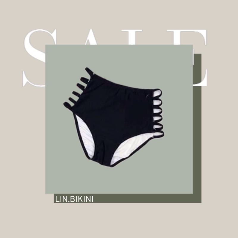 Quần bơi bikini cạp cao đan ngang