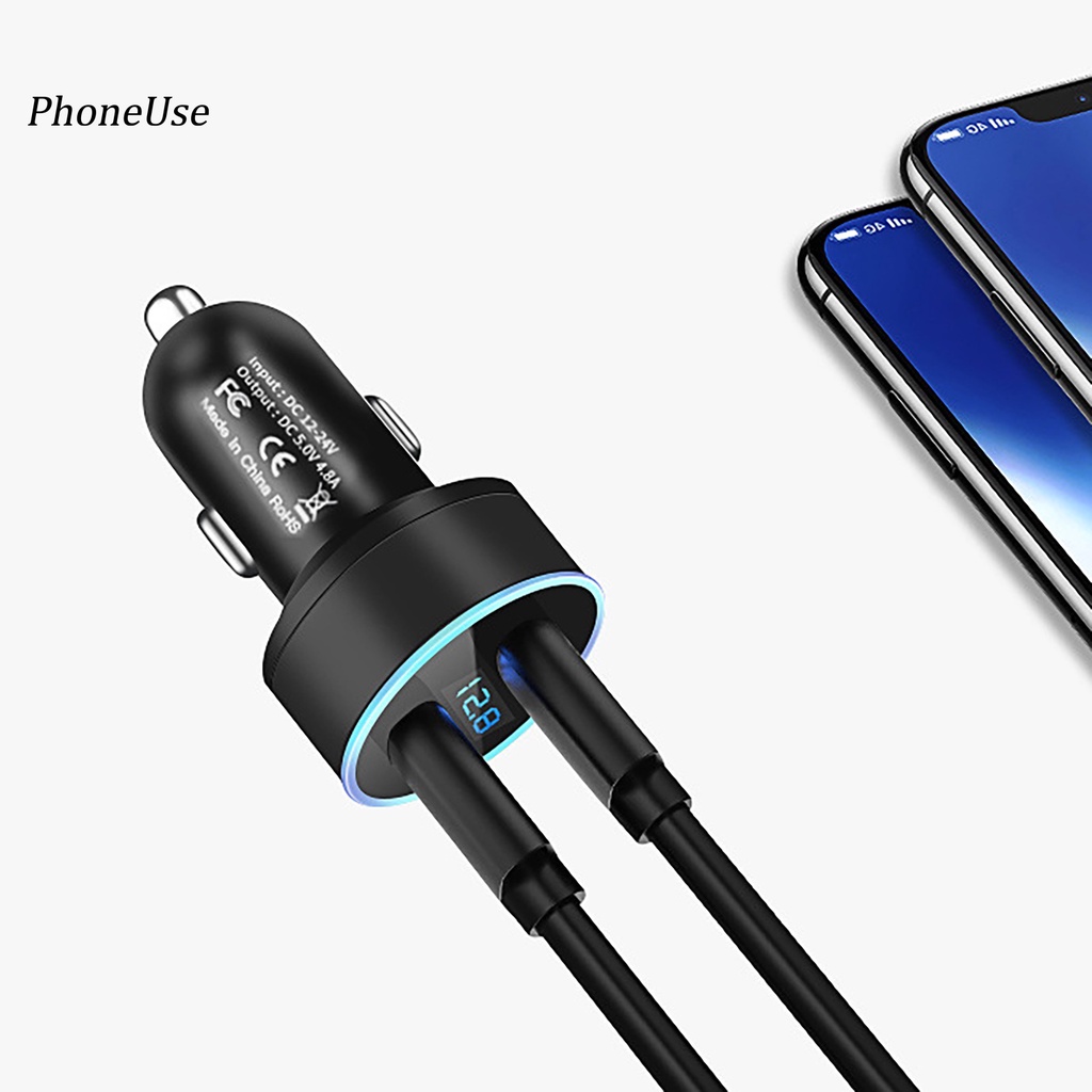 Bộ sạc điện thoại trên ô tô 3 trong 1 bằng da PU