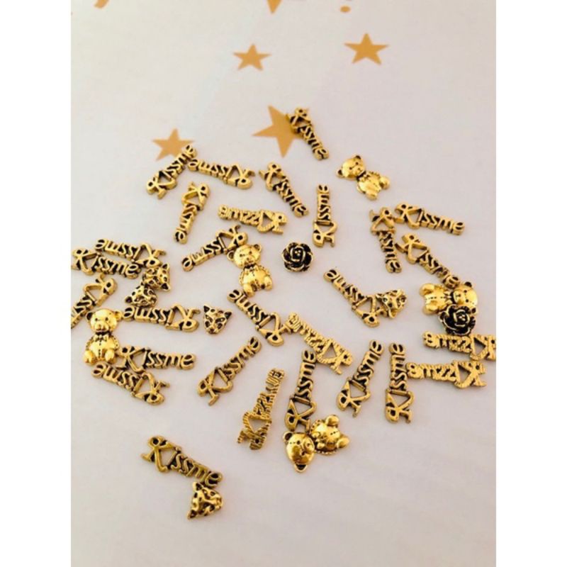 Set charm gấu sắt,nơ,chữ sắt-phụ kiện nail cao cấp