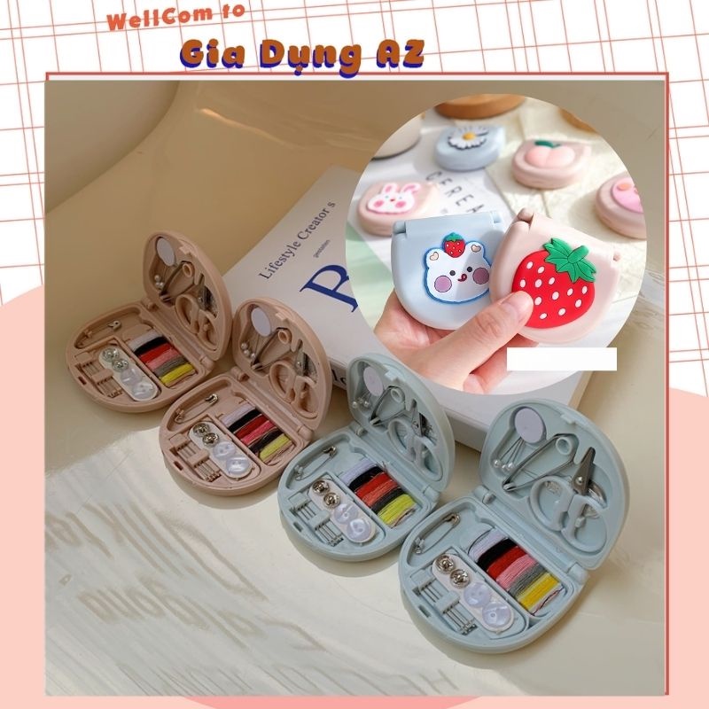 Hộp đựng kim chỉ may vá đa năng, bộ dụng cụ khâu vá hoạt hình dễ thương nhỏ gọn tiện lợi