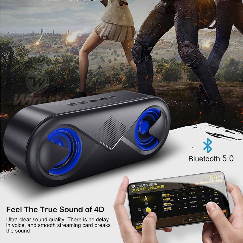 Loa Bluetooth Wiresto Di Động Âm Thanh Siêu Trầm/Nổi 3D Hỗ trợ FM TF AUX