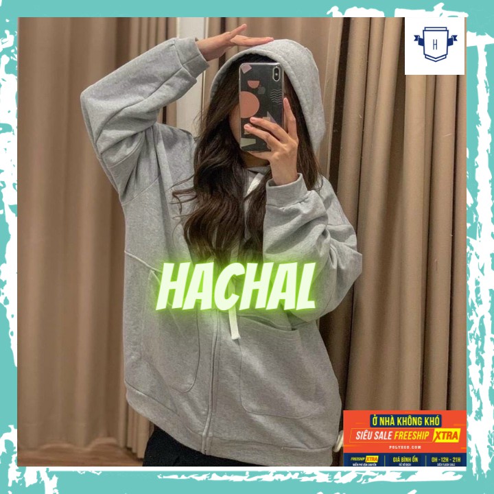 Áo Khoác Hoodie ❤️FREESHIP❤️ Áo Hoodie Nữ Khóa Kéo 2 Túi Có Nón Chất Nỉ Đẹp Thời Trang